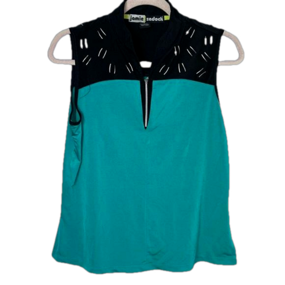Jamie Sadock Teal Black Golf Tank Top